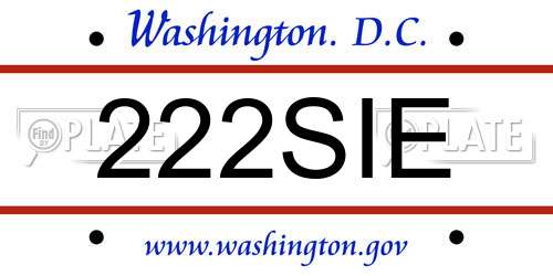 222SIE District Of Columbia License Plate