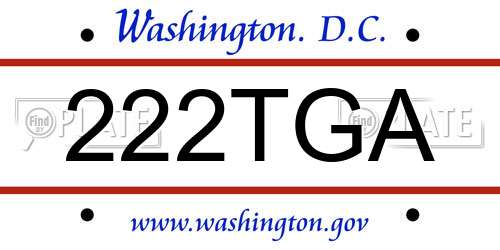 222TGA District Of Columbia License Plate