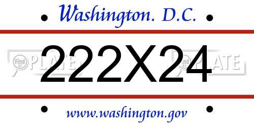 222X24 District Of Columbia License Plate