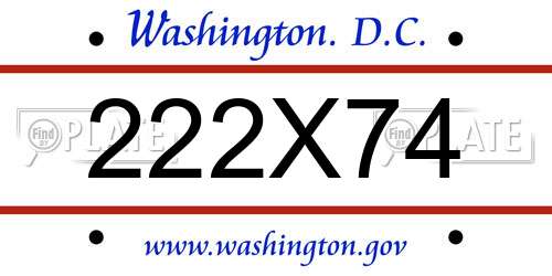 222X74 District Of Columbia License Plate