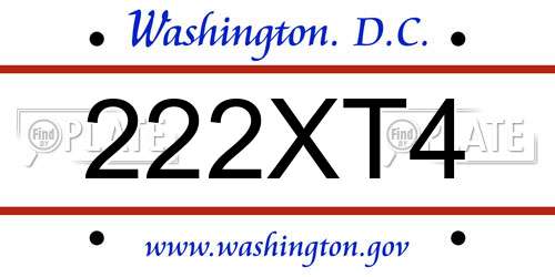222XT4 District Of Columbia License Plate