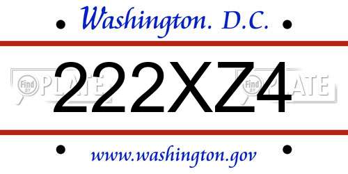 222XZ4 District Of Columbia License Plate