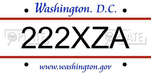 222XZA District Of Columbia License Plate