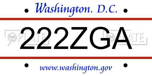 222ZGA District Of Columbia License Plate