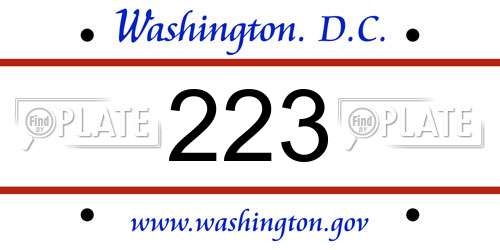 223 District Of Columbia License Plate