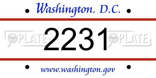 2231 District Of Columbia License Plate