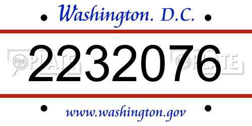 2232076 District Of Columbia License Plate
