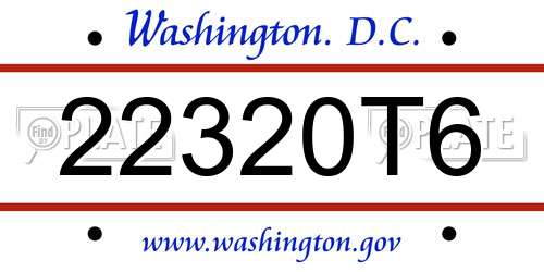 22320T6 District Of Columbia License Plate