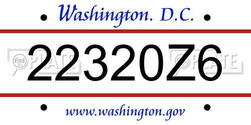 22320Z6 District Of Columbia License Plate
