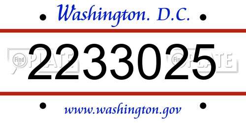 2233025 District Of Columbia License Plate