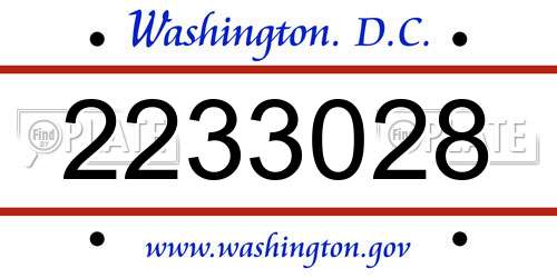 2233028 District Of Columbia License Plate