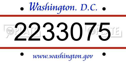 2233075 District Of Columbia License Plate