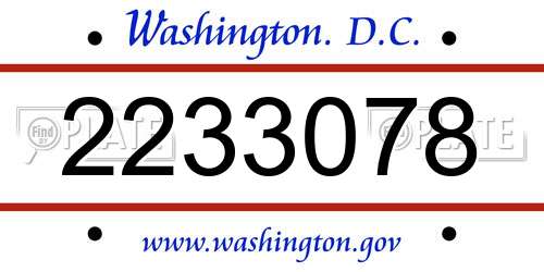 2233078 District Of Columbia License Plate
