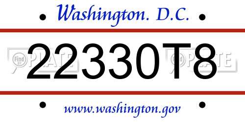 22330T8 District Of Columbia License Plate