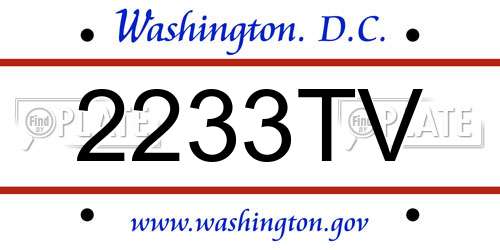 2233TV District Of Columbia License Plate
