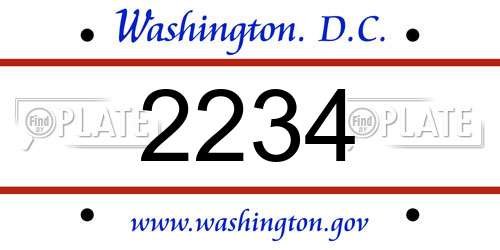 2234 District Of Columbia License Plate