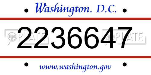 2236647 District Of Columbia License Plate
