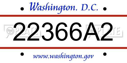 22366A2 District Of Columbia License Plate