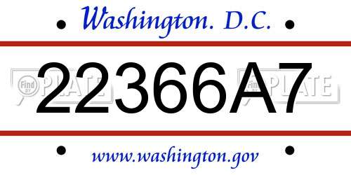 22366A7 District Of Columbia License Plate