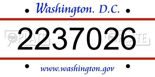 2237026 District Of Columbia License Plate
