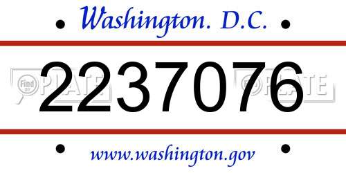 2237076 District Of Columbia License Plate