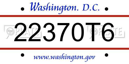 22370T6 District Of Columbia License Plate
