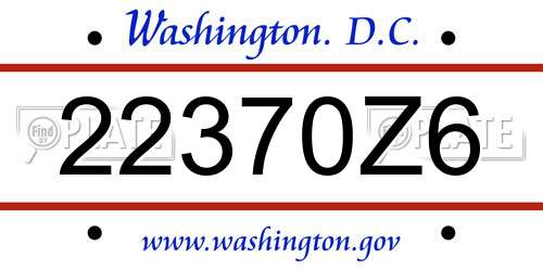 22370Z6 District Of Columbia License Plate
