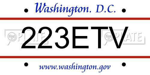 223ETV District Of Columbia License Plate