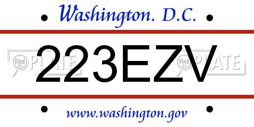 223EZV District Of Columbia License Plate