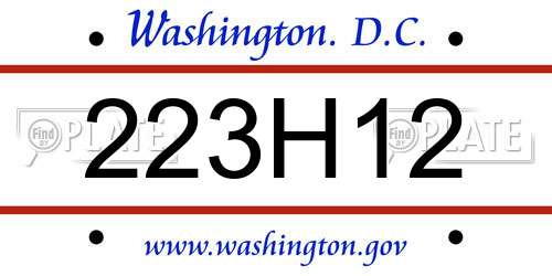 223H12 District Of Columbia License Plate