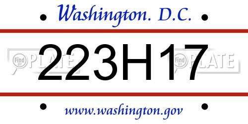 223H17 District Of Columbia License Plate