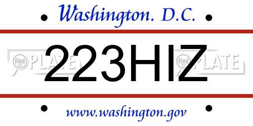 223HIZ District Of Columbia License Plate