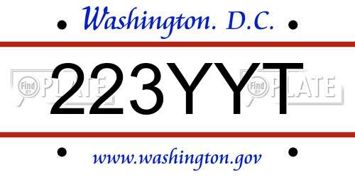 223YYT District Of Columbia License Plate