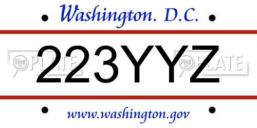 223YYZ District Of Columbia License Plate