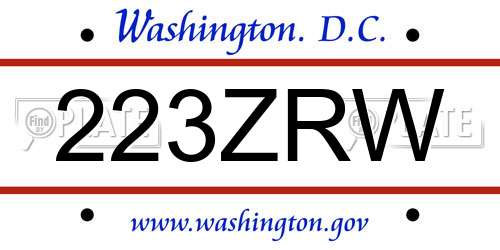 223ZRW District Of Columbia License Plate