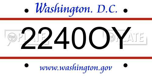 2240OY District Of Columbia License Plate