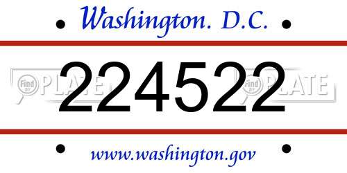 224522 District Of Columbia License Plate