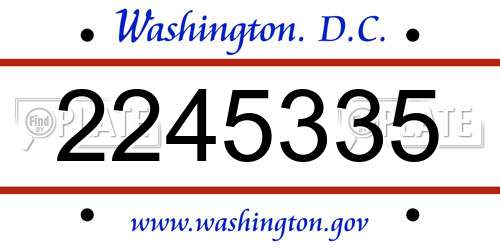 2245335 District Of Columbia License Plate