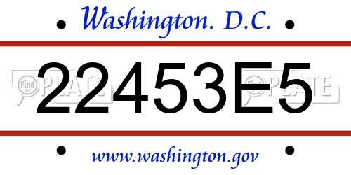 22453E5 District Of Columbia License Plate