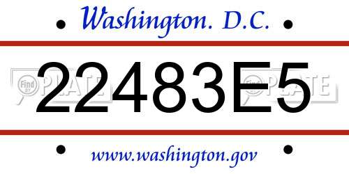 22483E5 District Of Columbia License Plate