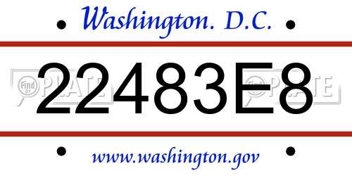 22483E8 District Of Columbia License Plate