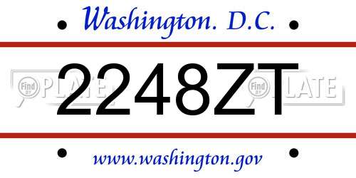 2248ZT District Of Columbia License Plate
