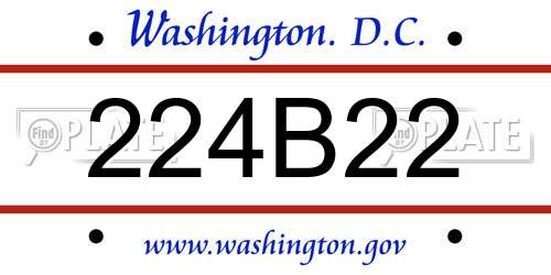 224B22 District Of Columbia License Plate