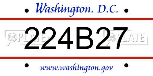 224B27 District Of Columbia License Plate