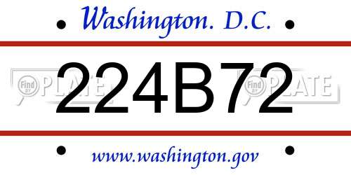 224B72 District Of Columbia License Plate