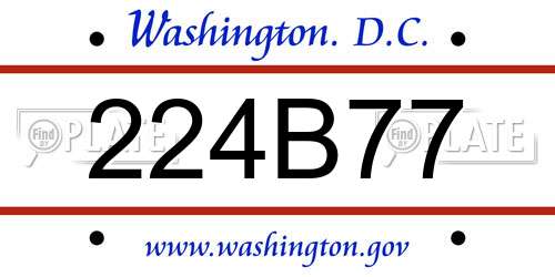 224B77 District Of Columbia License Plate