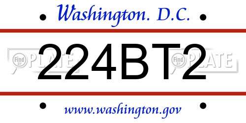 224BT2 District Of Columbia License Plate
