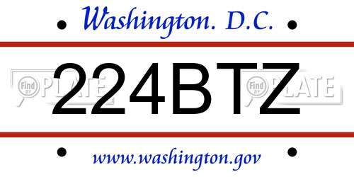224BTZ District Of Columbia License Plate