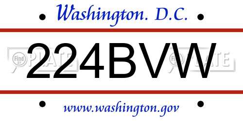 224BVW District Of Columbia License Plate