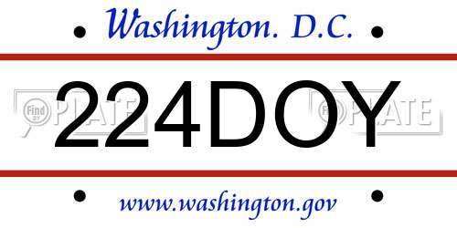 224DOY District Of Columbia License Plate